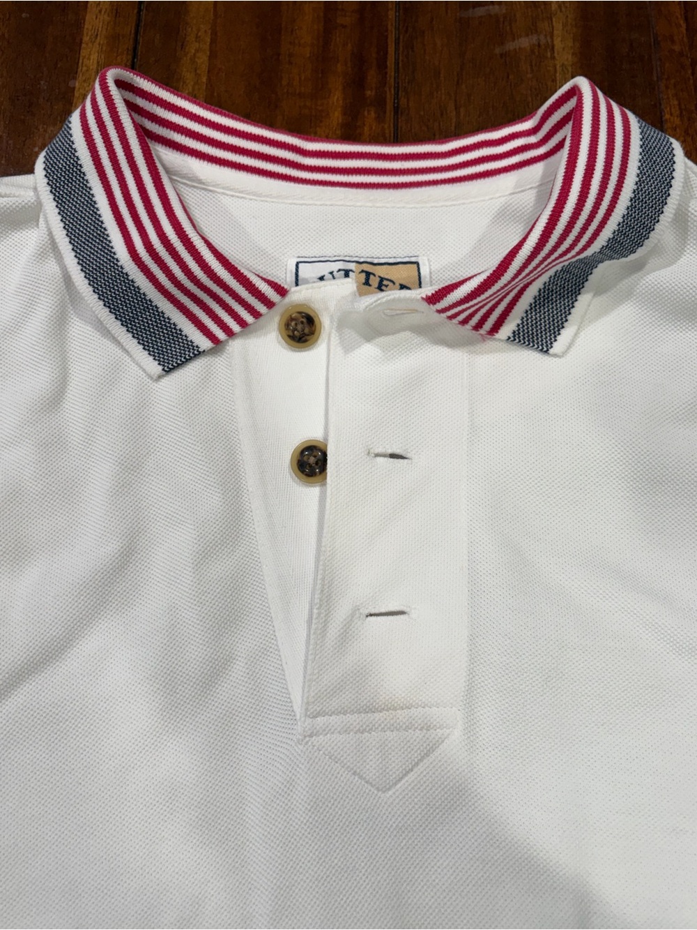 Cutter & Buck White Polo with Red-Striped Collar